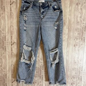 Lovervet by Vervet Distressed Cropped Acid Wash Stretch Jeans